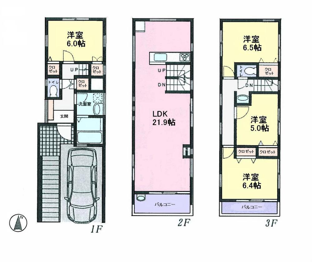 Floor plan. (A Building), Price 56,800,000 yen, 4LDK, Land area 73.56 sq m , Building area 120.9 sq m