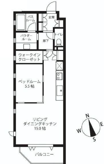 Floor plan. 1LDK, Price 32,800,000 yen, Occupied area 51.75 sq m , Balcony area 6 sq m