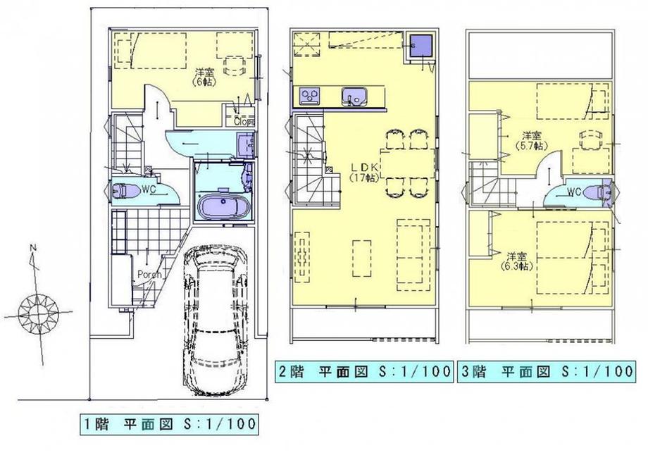 Floor plan. 46,800,000 yen, 3LDK, Land area 54.52 sq m , Building area 85.05 sq m