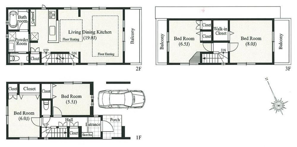 Floor plan. Price 57,800,000 yen, 4LDK, Land area 75.24 sq m , Building area 105.7 sq m
