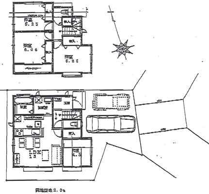 Compartment view + building plan example. Building plan example, Land price 35,508,000 yen, Land area 96.81 sq m , Building price 10,293,000 yen, Building area 85.28 sq m
