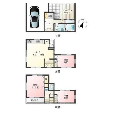 Floor plan. 34,800,000 yen, 3LDK, Land area 91.12 sq m , Building area 105.56 sq m