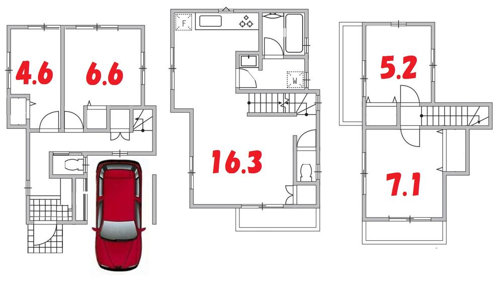 Floor plan. (1 Building), Price 47,800,000 yen, 4LDK, Land area 67.37 sq m , Building area 99.5 sq m