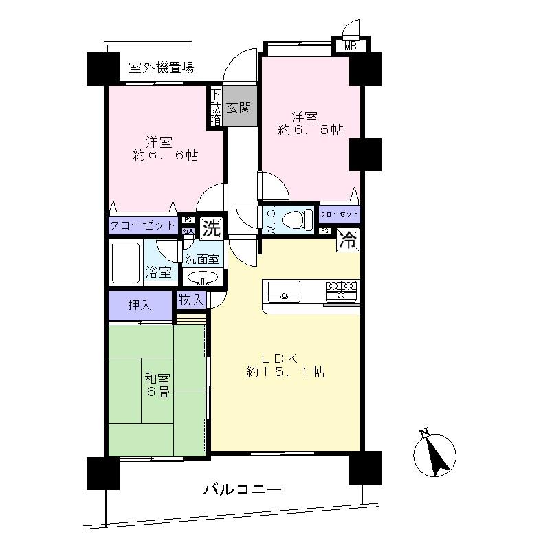 Floor plan. 3LDK, Price 30 million yen, Occupied area 73.84 sq m , Balcony area 11.82 sq m