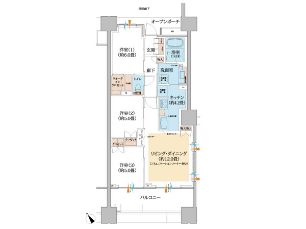 [SW-H type]  Occupied area / 72.53 sq m  Balcony area / 12.87 sq m
