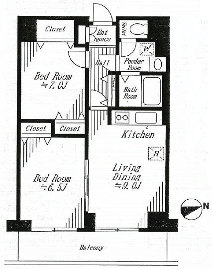 Floor plan. 2LDK, Price 17,980,000 yen, Occupied area 56.32 sq m , Balcony area 8.4 sq m