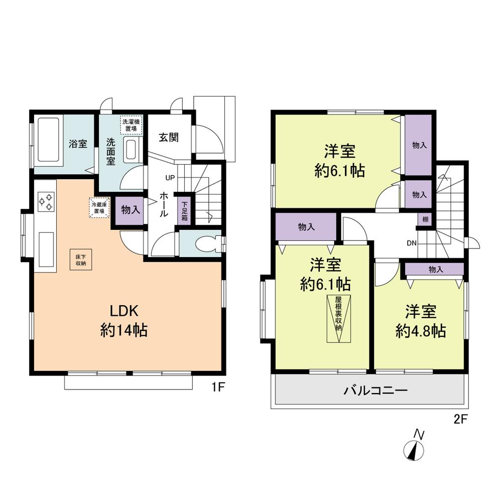 Floor plan. 29,800,000 yen, 3LDK, Land area 96.27 sq m , Building area 77 sq m