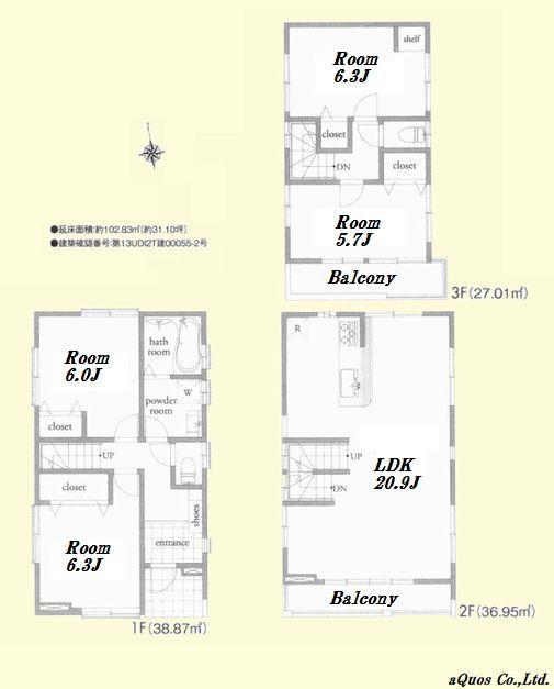 Floor plan. 37,800,000 yen, 4LDK, Land area 80.44 sq m , Building area 102.83 sq m