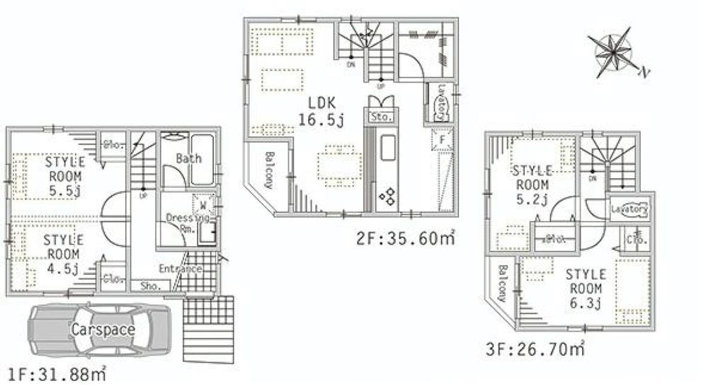 Floor plan. Price 44,900,000 yen, 4LDK, Land area 60.81 sq m , Building area 94.18 sq m