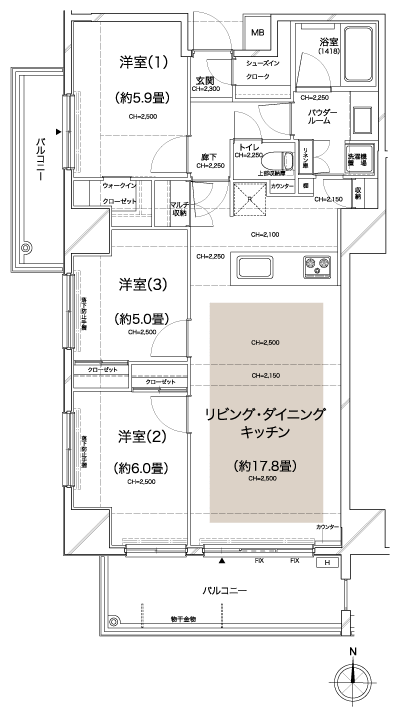 Floor: 3LDK, occupied area: 76.18 sq m