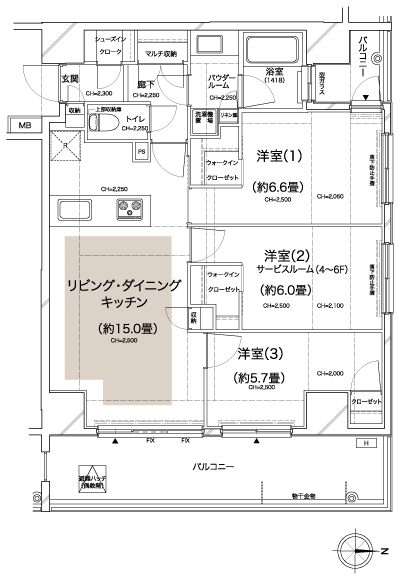 Floor: 3LDK / 2LDK + S, the area occupied: 74 sq m