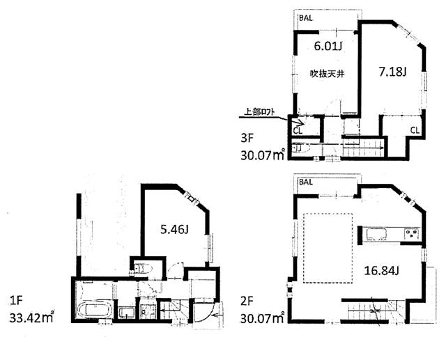 Floor plan. (B Building), Price 43,800,000 yen, 3LDK, Land area 45.71 sq m , Building area 93.56 sq m