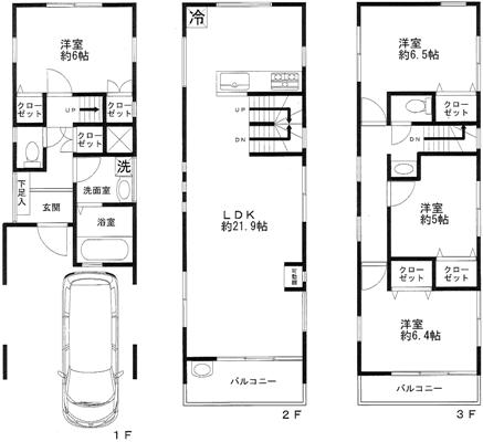 Floor plan. 56,800,000 yen, 4LDK, Land area 73.56 sq m , Building area 120.9 sq m