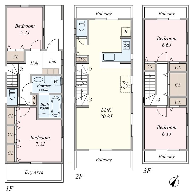 Floor plan. (B Building), Price 54,800,000 yen, 4LDK, Land area 115.69 sq m , Building area 111.78 sq m