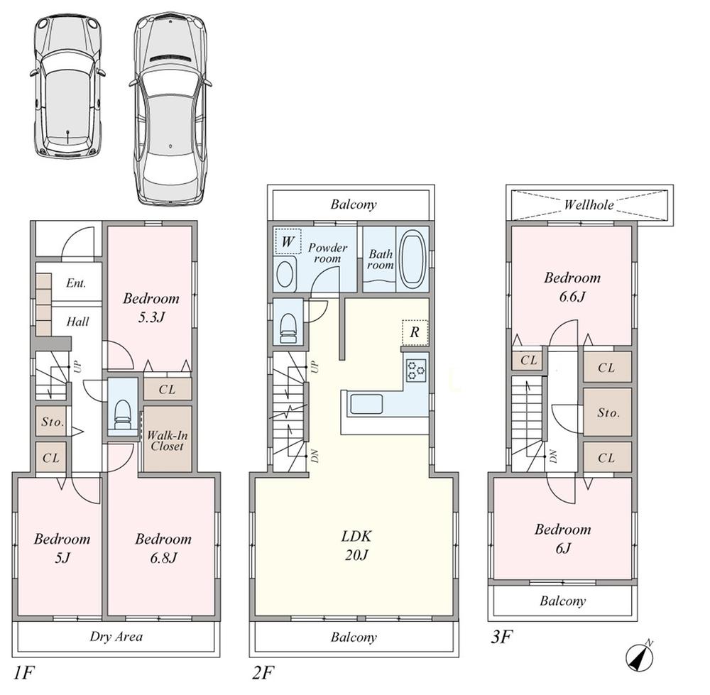 Floor plan. (A Building), Price 63,800,000 yen, 5LDK, Land area 90.4 sq m , Building area 118.47 sq m