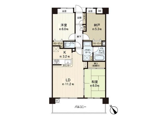 Floor plan. 2LDK+S, Price 27,900,000 yen, Occupied area 68.13 sq m , Balcony area 11.7 sq m