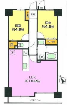Floor plan. 2LDK, Price 26,900,000 yen, Occupied area 53.79 sq m , Balcony area 5 sq m