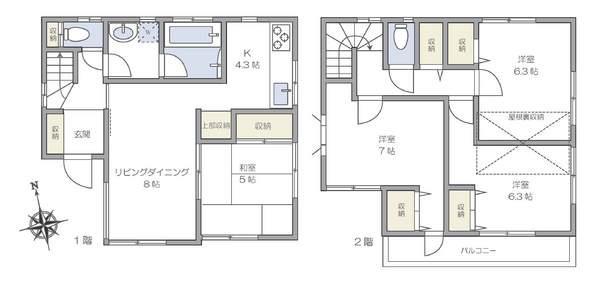 Floor plan. 42,300,000 yen, 4LDK, Land area 113.76 sq m , Building area 87.36 sq m