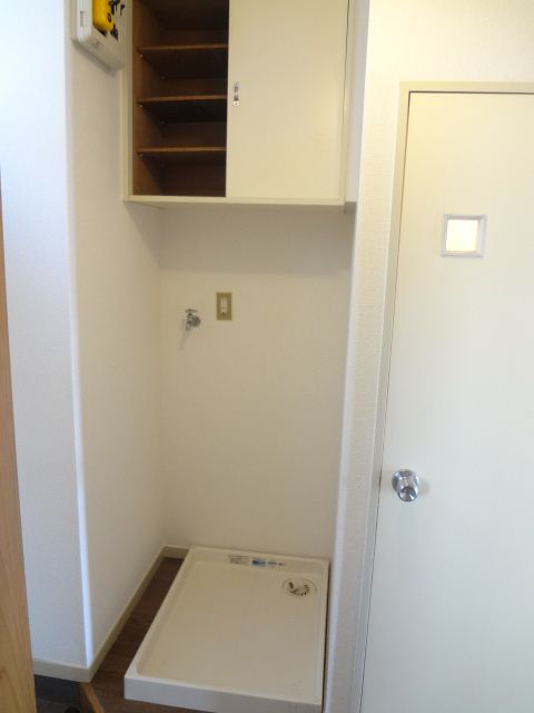 Other room space. There yard upper storage shelves for washing machine inside the room