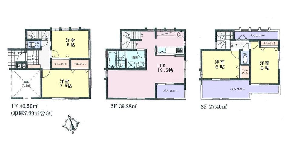 Floor plan. (6 Building), Price 54,800,000 yen, 4LDK, Land area 80.76 sq m , Building area 107.18 sq m