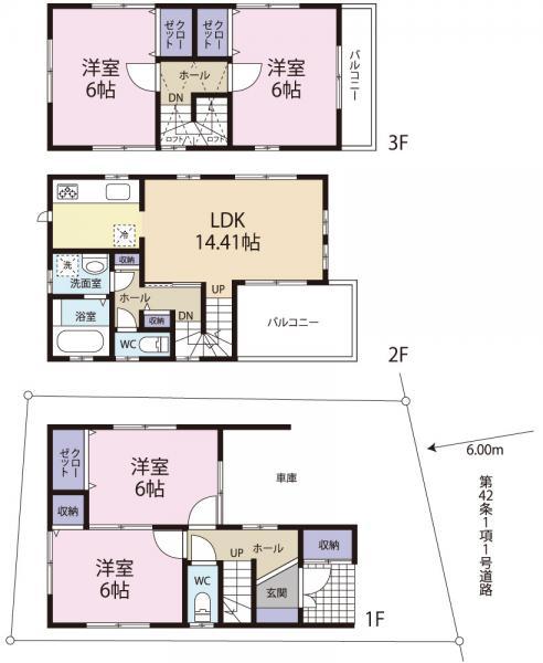 Floor plan. 43,800,000 yen, 4LDK, Land area 74.24 sq m , Building area 104.89 sq m