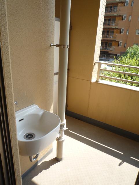 Balcony. Convenient slop sink is attached to the wide balcony of the center line of wall 2m