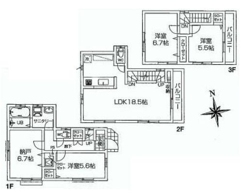 Floor plan. 43,500,000 yen, 4LDK, Land area 74.82 sq m , Building area 99.56 sq m