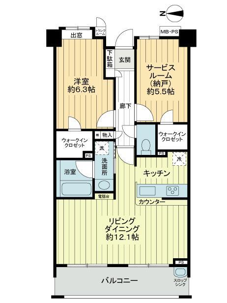 Floor plan. 1LDK + S (storeroom), Price 29,800,000 yen, Occupied area 60.66 sq m , Balcony area 10.2 sq m floor plan