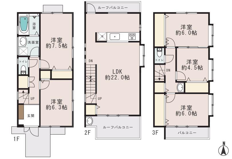 Floor plan. (C Building), Price 58,800,000 yen, 5LDK, Land area 116.01 sq m , Building area 121.11 sq m