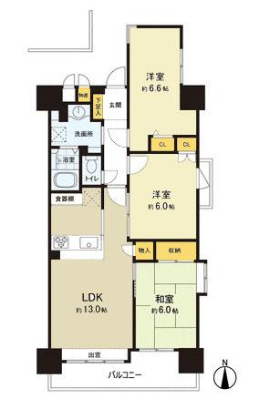 Floor plan. 3LDK, Price 34,800,000 yen, Occupied area 67.62 sq m , Balcony area 8.4 sq m