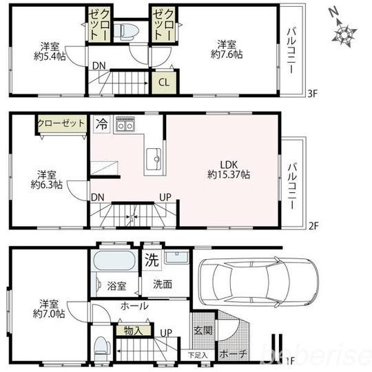 Floor plan. 39,800,000 yen, 4LDK, Land area 65.56 sq m , Building area 109.16 sq m No.A Floor Plan
