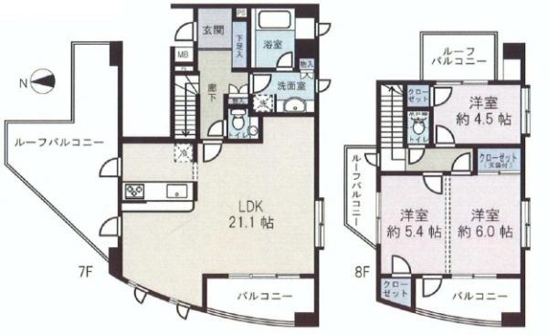 Floor plan. 3LDK, Price 38,800,000 yen, Occupied area 94.15 sq m , Balcony area 58.16 sq m
