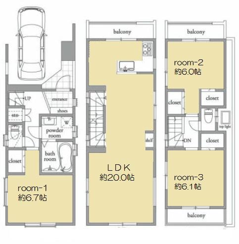 Floor plan. 47,800,000 yen, 3LDK, Land area 61.3 sq m , Building area 101.22 sq m