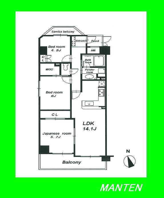Floor plan. 3LDK, Price 29,800,000 yen, Occupied area 71.07 sq m , Balcony area 9.29 sq m