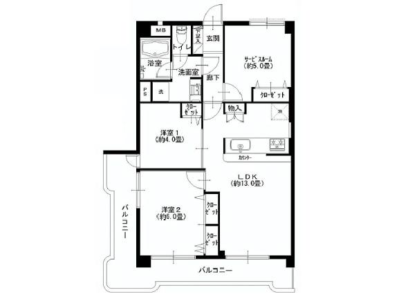 Floor plan. 2LDK+S, Price 26,900,000 yen, Occupied area 60.48 sq m , Balcony area 14.17 sq m