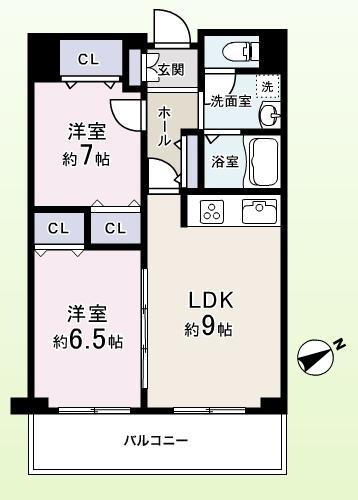 Floor plan. 2LDK, Price 17,980,000 yen, Occupied area 56.32 sq m , Balcony area 8.4 sq m top floor ・ Yang per in the southeast facing good 2LDK!