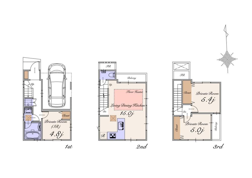 Floor plan. (B Building), Price 43,900,000 yen, 2LDK+S, Land area 49.72 sq m , Building area 88.06 sq m