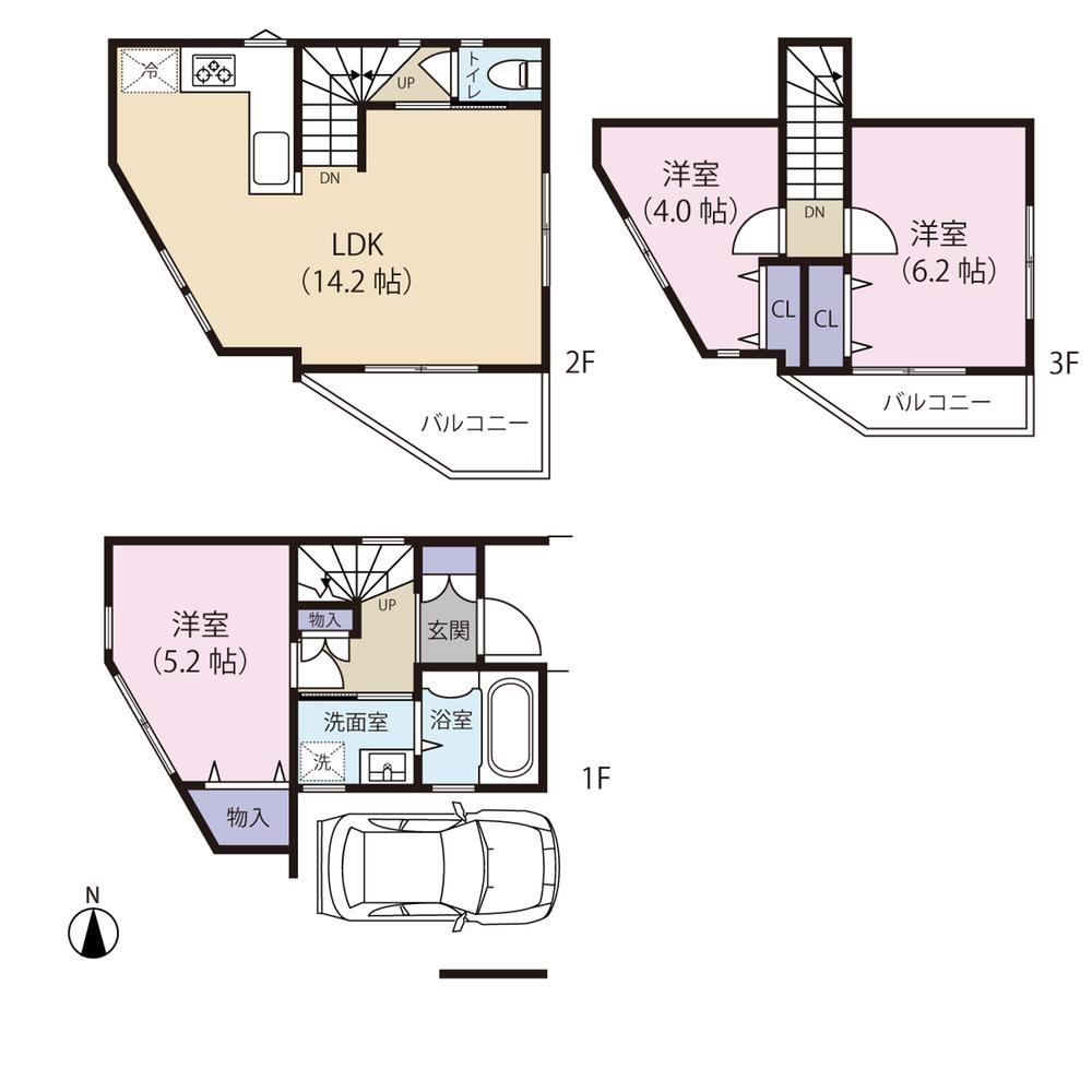 Floor plan. 36,800,000 yen, 3LDK, Land area 45.19 sq m , Building area 69.27 sq m