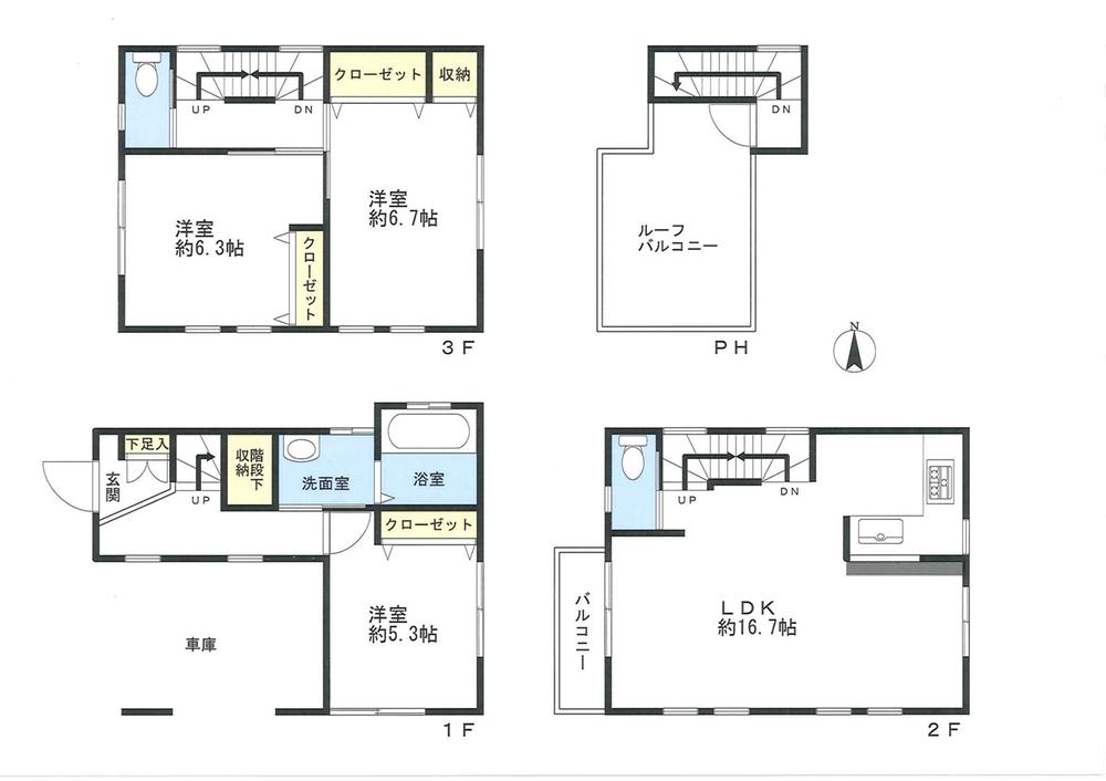 Floor plan. 44,900,000 yen, 3LDK, Land area 61.25 sq m , Building area 85.64 sq m