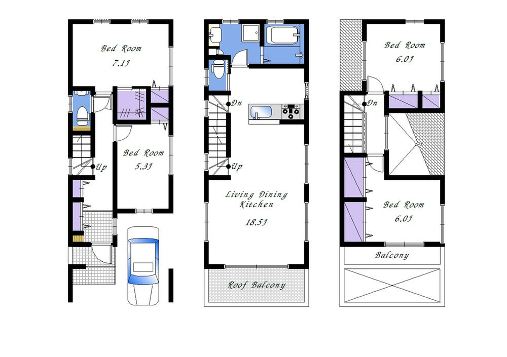 Floor plan. (B Building), Price 56,900,000 yen, 4LDK, Land area 74.66 sq m , Building area 112.49 sq m