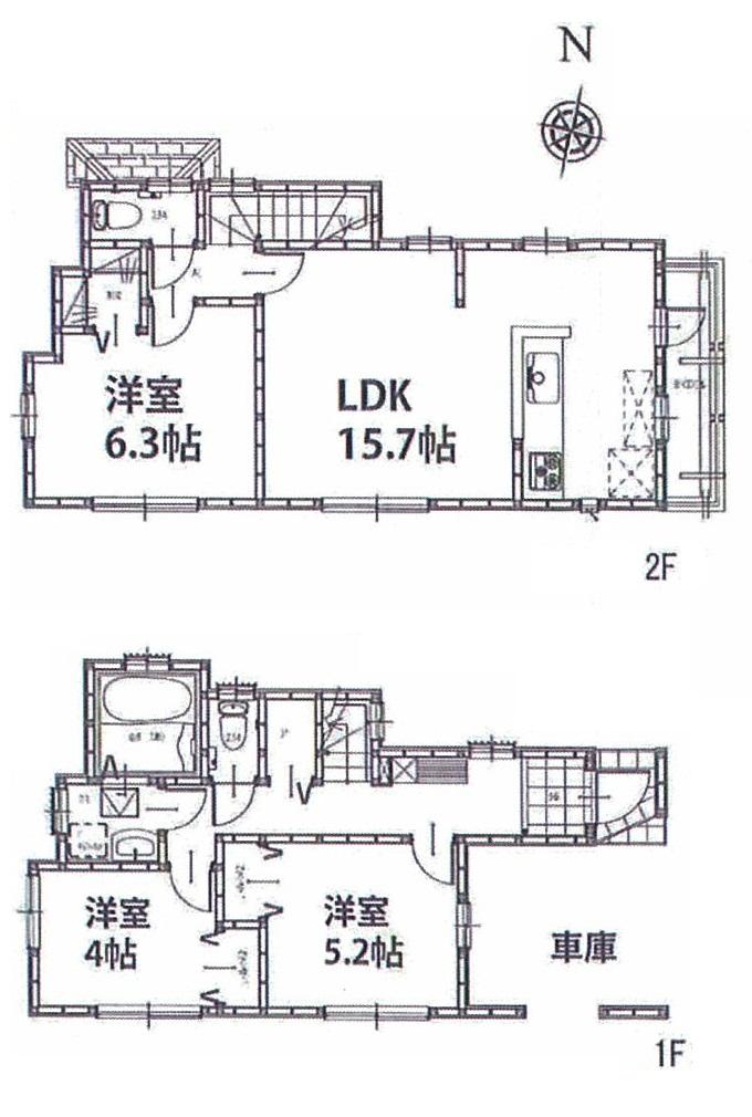 Floor plan. (1 Building), Price 37,800,000 yen, 3LDK, Land area 75.9 sq m , Building area 87.46 sq m