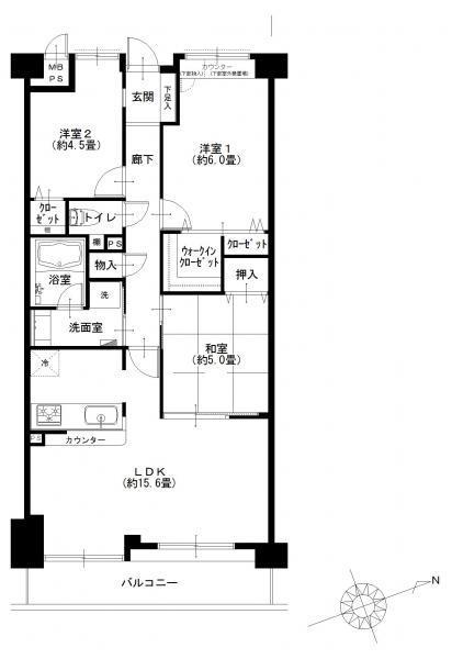 Floor plan. 3LDK, Price 35,900,000 yen, Occupied area 71.69 sq m , Balcony area 8.26 sq m