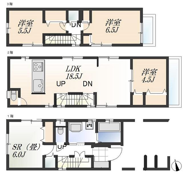 Floor plan. (Building 2), Price 41,800,000 yen, 3LDK+S, Land area 76.62 sq m , Building area 116.64 sq m