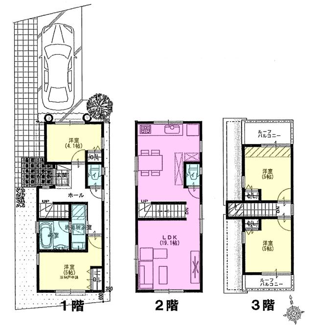 Floor plan. (A Building), Price 44,500,000 yen, 4LDK, Land area 79.99 sq m , Building area 94.18 sq m