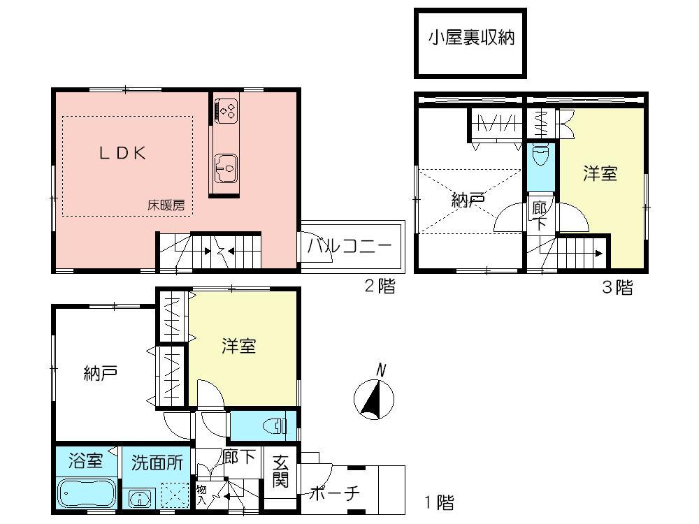 Floor plan. (C Building), Price 38,800,000 yen, 2LDK+2S, Land area 76.78 sq m , Building area 89.52 sq m
