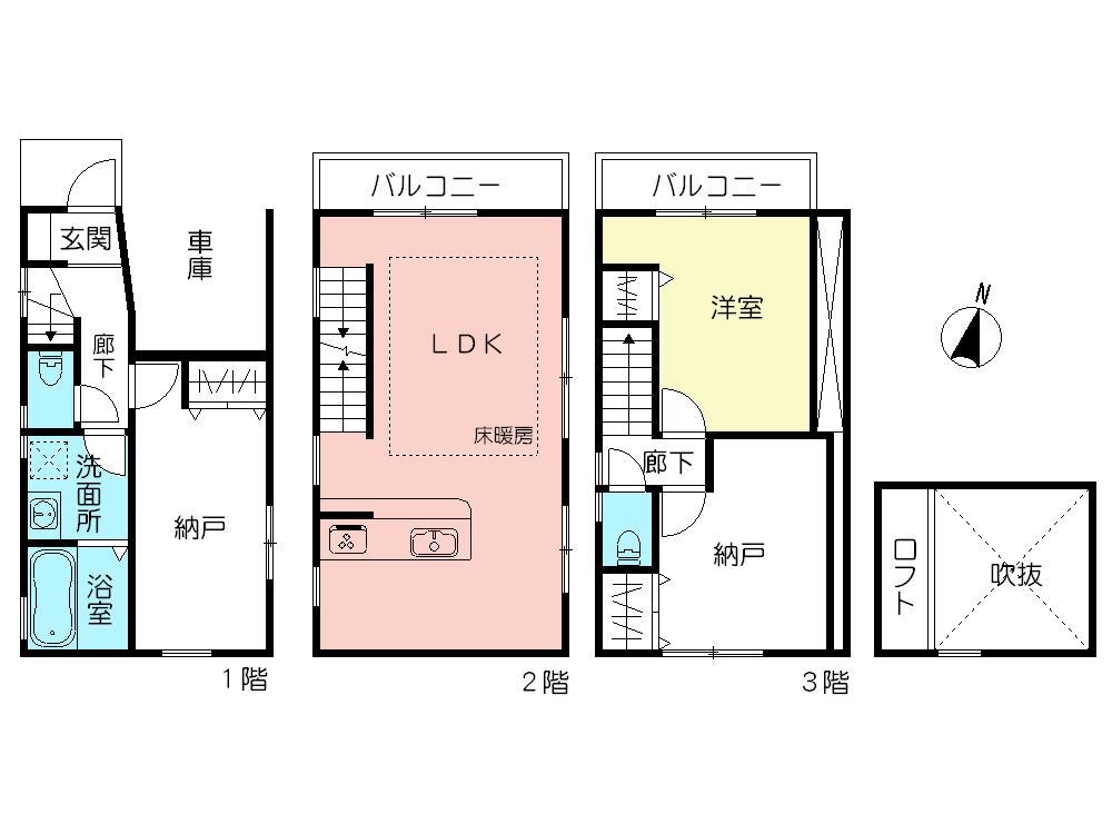 Floor plan. (F Building), Price 39,800,000 yen, 1LDK+2S, Land area 50.07 sq m , Building area 89.35 sq m