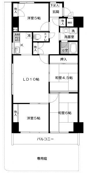 Floor plan. 4LDK, Price 25 million yen, Occupied area 78.14 sq m , Balcony area 7.36 sq m
