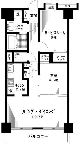 Floor plan. 1LDK+S, Price 35.4 million yen, Occupied area 54.52 sq m , Balcony area 7.62 sq m