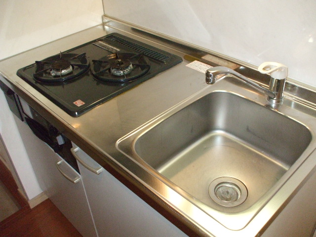 Kitchen. Two-burner gas stove with grill