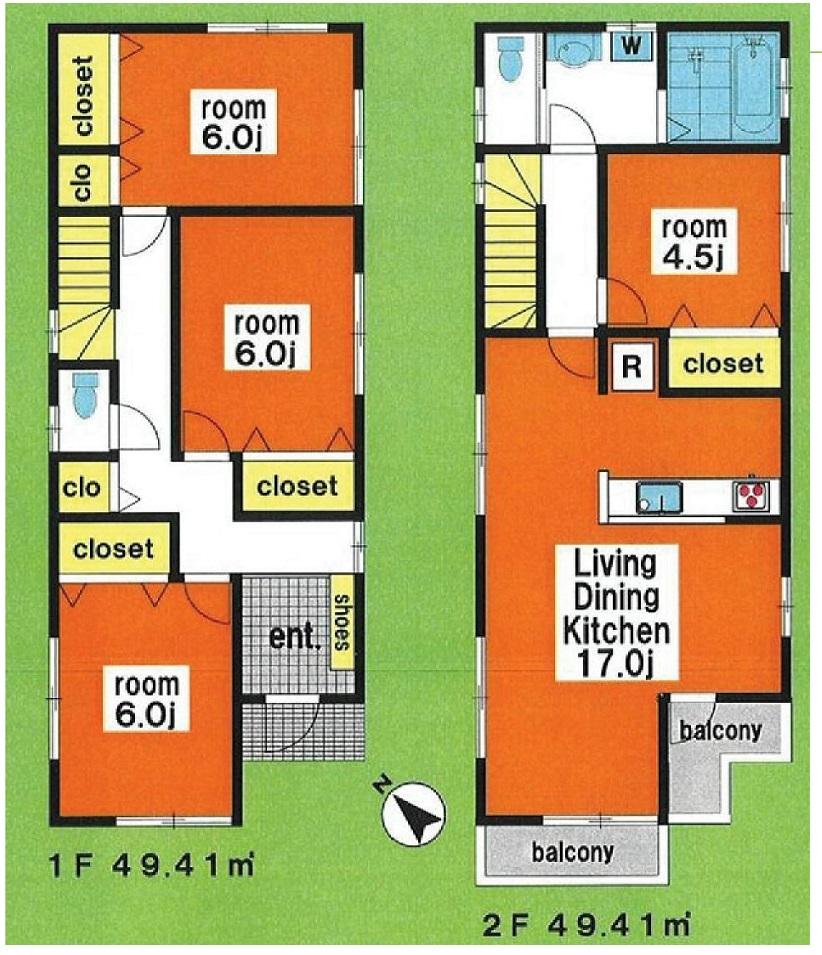 Floor plan. 39,800,000 yen, 4LDK, Land area 100.62 sq m , Building area 98.82 sq m